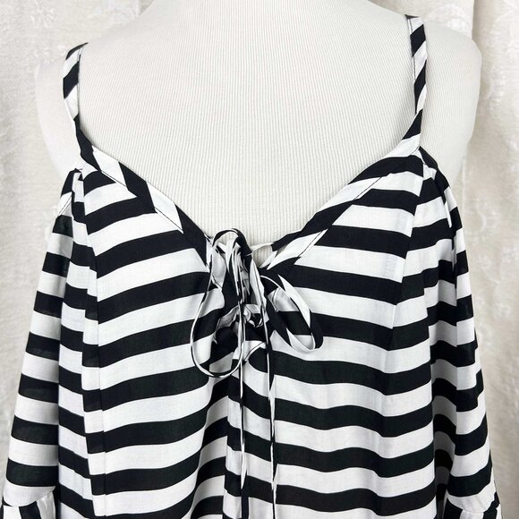 Torrid Mini Cold Shoulder Coverup Dress stripe - Picture 3 of 11